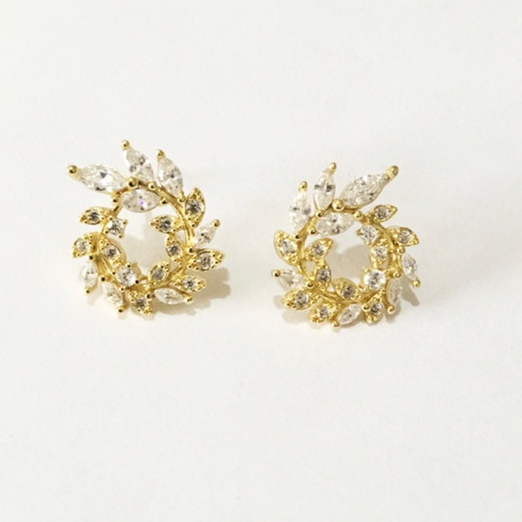 My Added Sparkle Jewelry - CZ Crystal Gold Studs